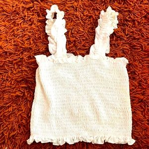 White shirred crop top